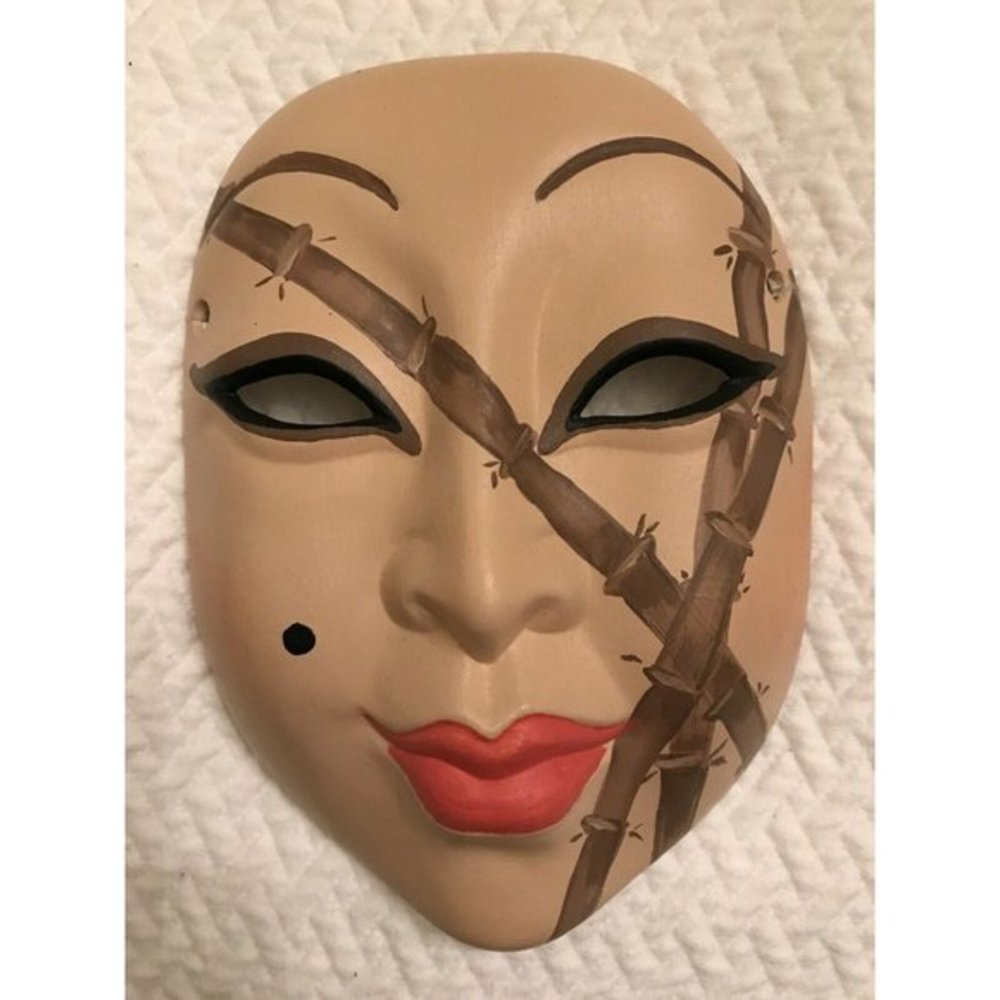 Rare 1980's Clay Art Asian Inspired Wall Mask 